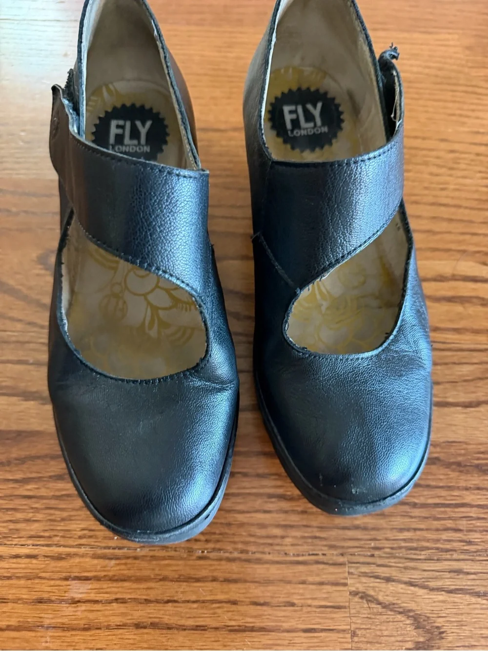 FLY LONDON Yasi Black Wedge Mary Jane Shoe